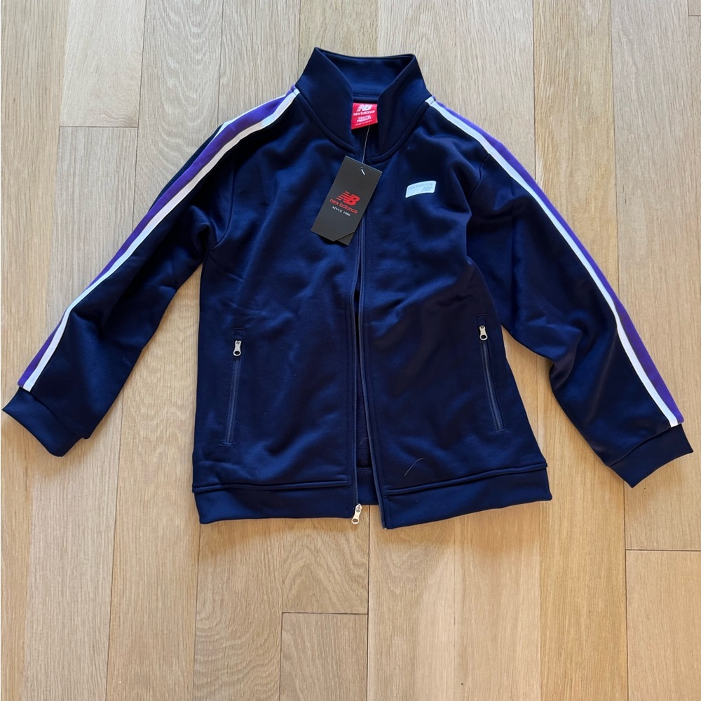 NWT Girls New Balance Zip-Up Jacket Size: Medium Navy-Purple-White